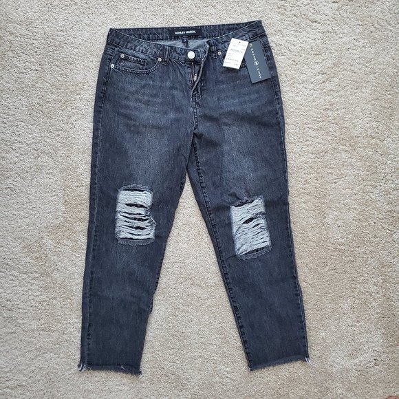 Black Ashley Mason Lace Knee Distress Kendal Jeans - Picture 6 of 13